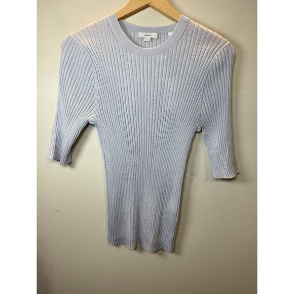 Vince Women's Size Large Gray Italian Wool Blend Snap Elbow Sleeve Top NWT - Picture 3 of 10